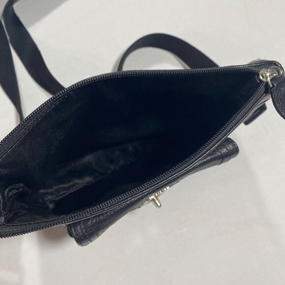 Coach Black Leather Crossbody Bag With Front Turn-Lock Pocket & Adjustable Strap - Picture 6 of 6